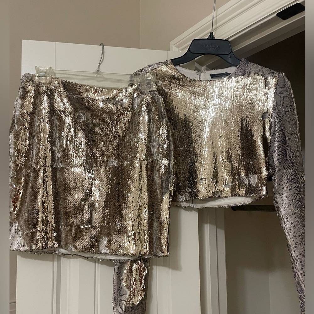 Oliviaceous Snakeskin and Gold Reversible sequin Set